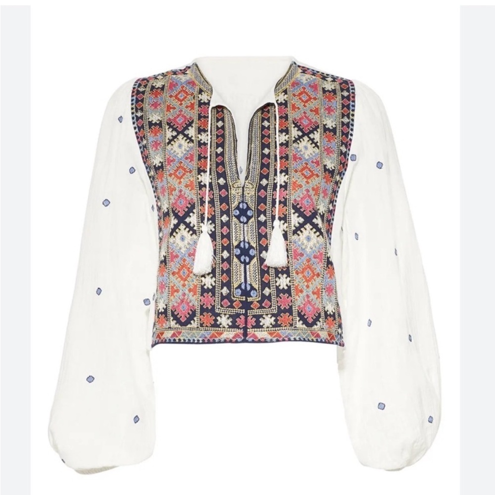 FREE PEOPLE Anthropologie Enter Loveland Blouse size Medium Bohemian. - Picture 2 of 11